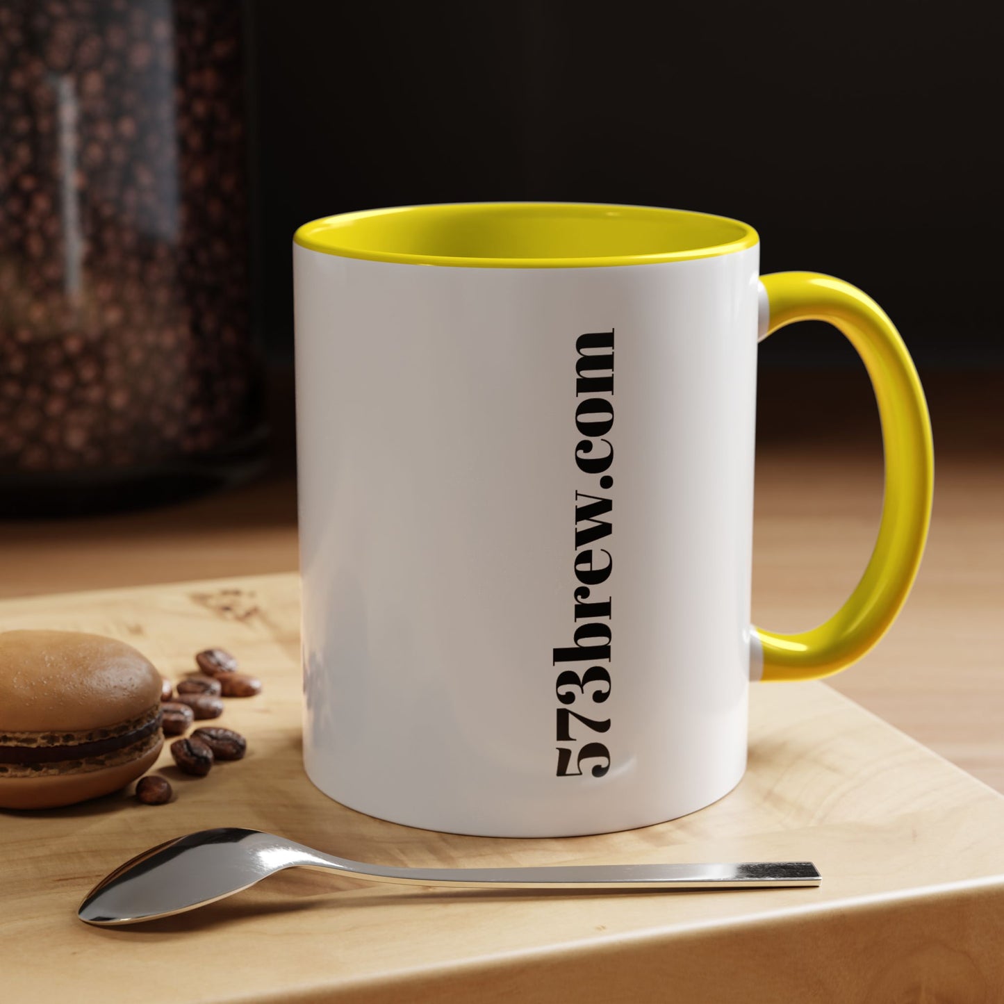 573brew.com Accent Coffee Mug – Black-Trim Ceramic Coffee Cup (11/15oz)