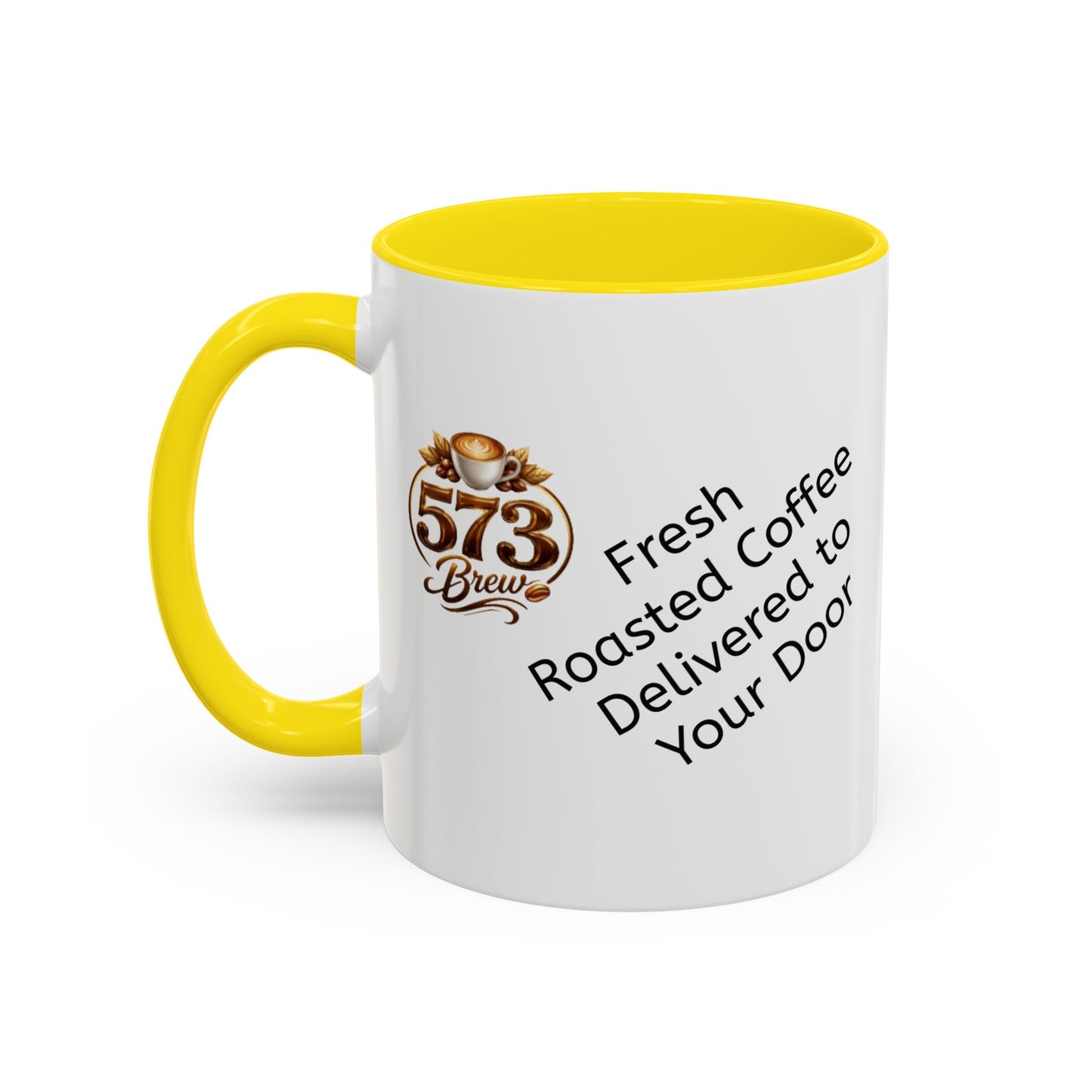 573brew.com Accent Coffee Mug – Black-Trim Ceramic Coffee Cup (11/15oz)