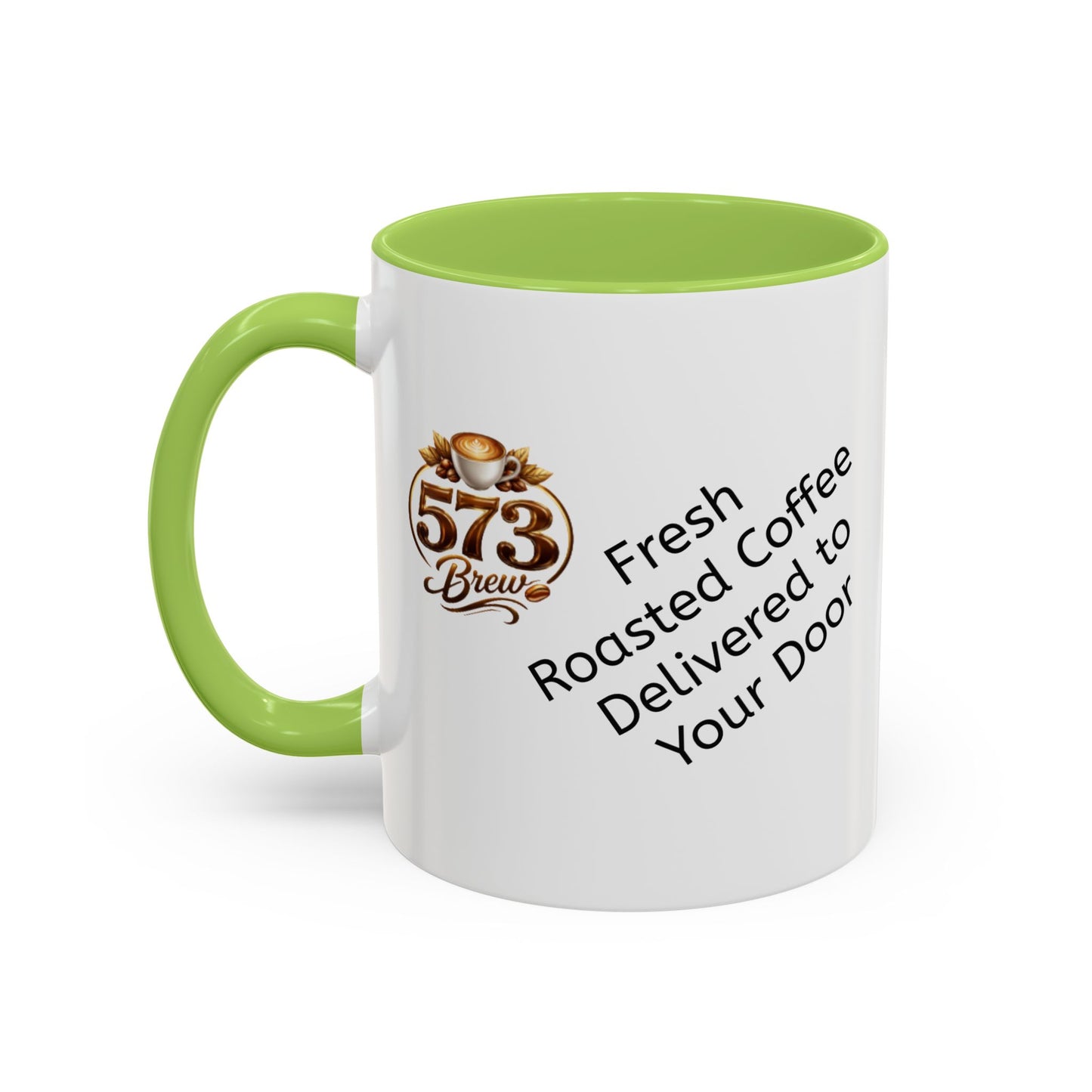 573brew.com Accent Coffee Mug – Black-Trim Ceramic Coffee Cup (11/15oz)