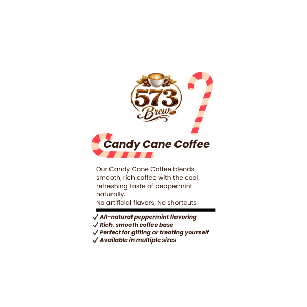 Candy Cane Coffee – Natural Peppermint Flavored Whole Bean or Ground